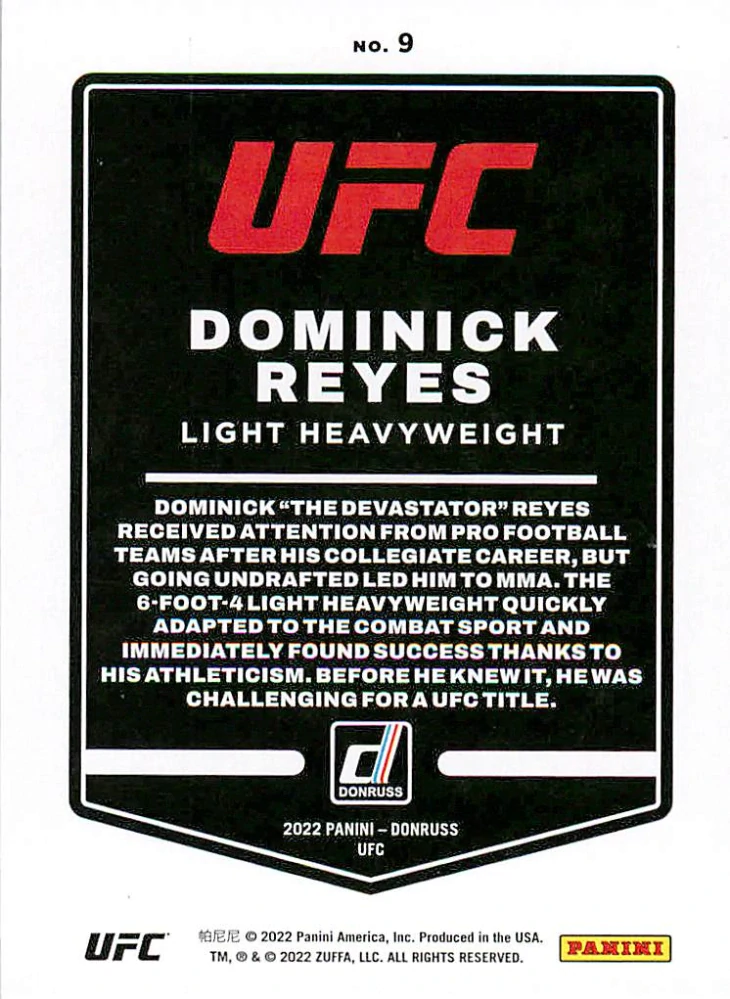 2022 Panini Donruss UFC - Dominick Reyes #9
