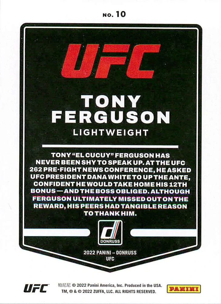2022 Panini Donruss UFC - Tony Ferguson #10