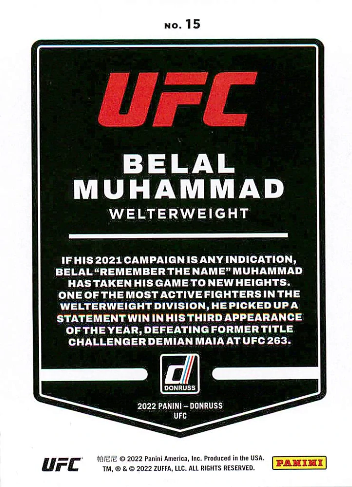 2022 Panini Donruss UFC - Belal Muhammad #15