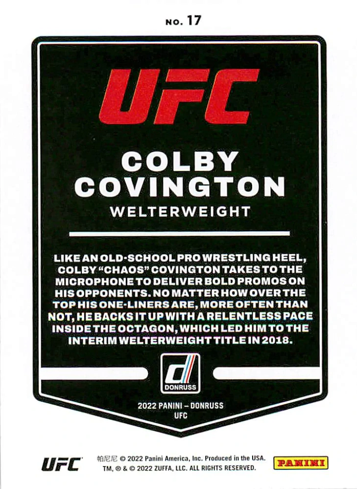 2022 Panini Donruss UFC - Colby Covington #17