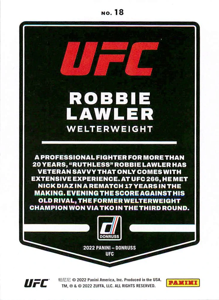 2022 Panini Donruss UFC - Robbie Lawler #18