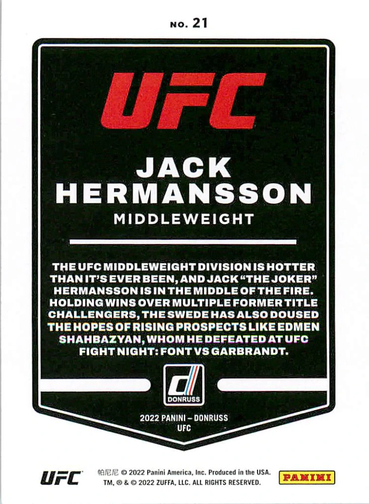 2022 Panini Donruss UFC - Jack Hermansson #21