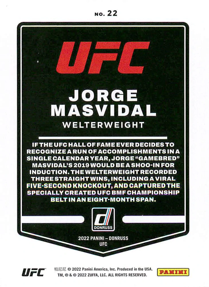 2022 Panini Donruss UFC - Jorge Masvidal #22