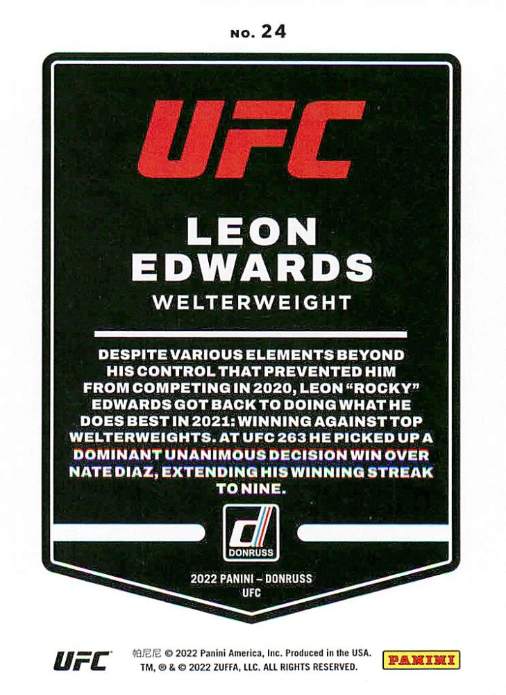 2022 Panini Donruss UFC - Leon Edwards #24