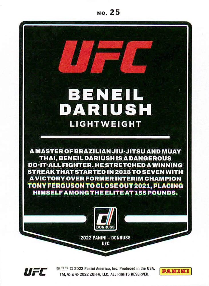 2022 Panini Donruss UFC - Beneil Dariush #25