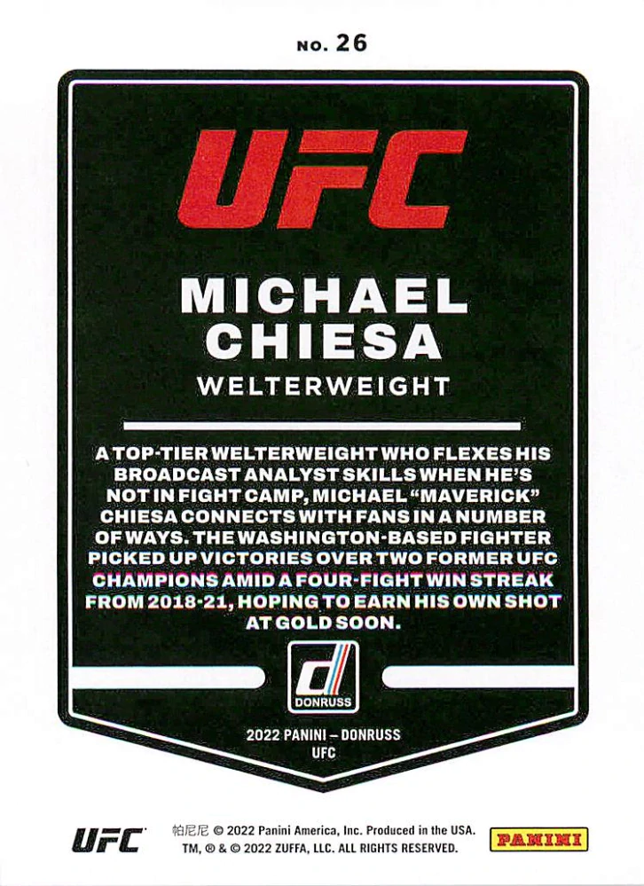 2022 Panini Donruss UFC - Michael Chiesa #26