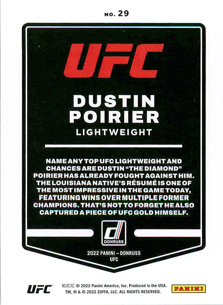 2022 Panini Donruss UFC - Dustin Poirier #29