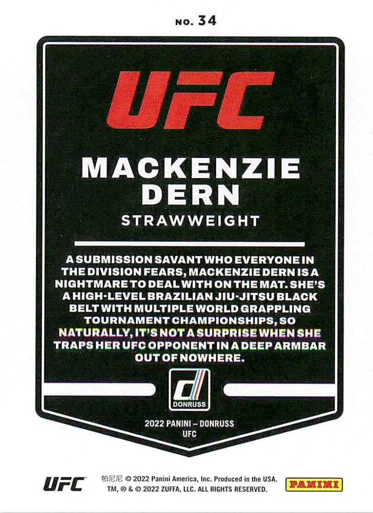 2022 Panini Donruss UFC - Mackenzie Dern #34