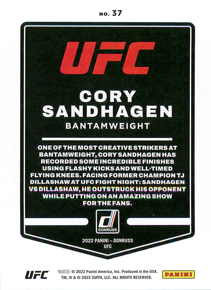 2022 Panini Donruss UFC - Cory Sandhagen #37