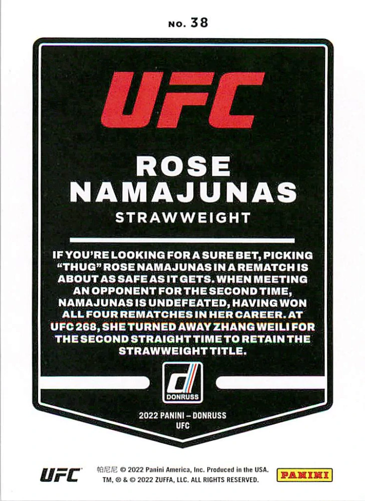 2022 Panini Donruss UFC - Rose Namajunas #38