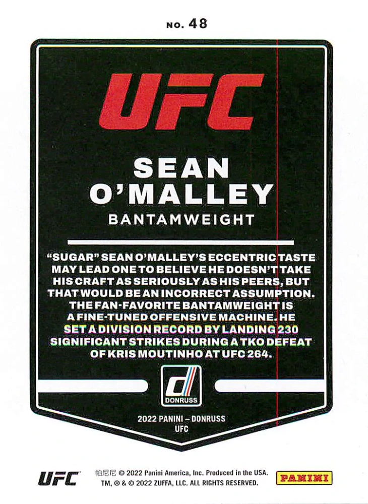 2022 Panini Donruss UFC - Sean O'Malley #48