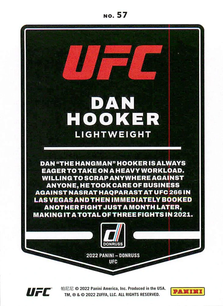 2022 Panini Donruss UFC - Dan Hooker #57