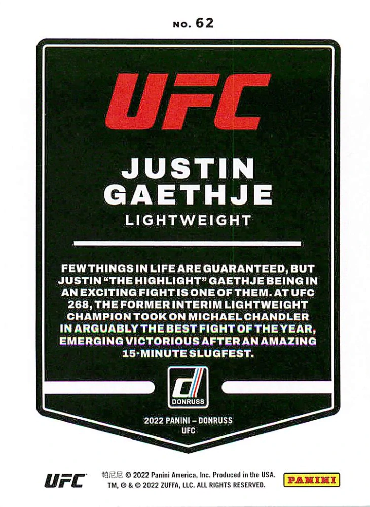 2022 Panini Donruss UFC - Justin Gaethje #62