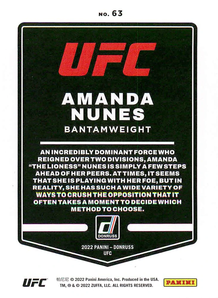 2022 Panini Donruss UFC - Amanda Nunes #63