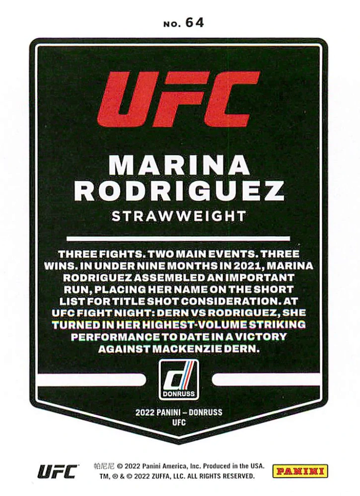 2022 Panini Donruss UFC - Marina Rodriguez #64