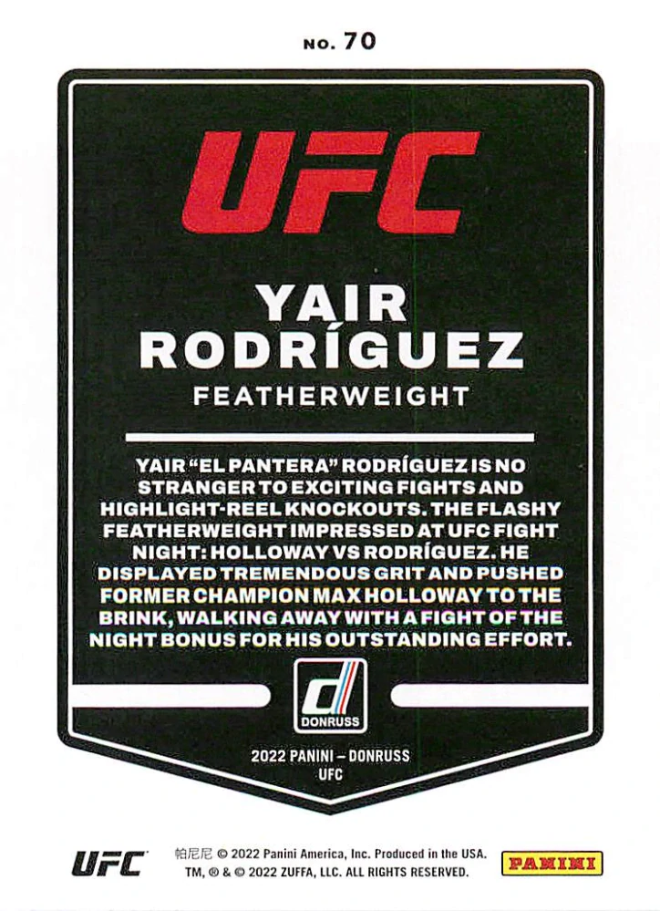 2022 Panini Donruss UFC - Yair Rodriguez #70