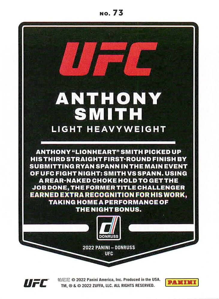 2022 Panini Donruss UFC - Anthony Smith #73