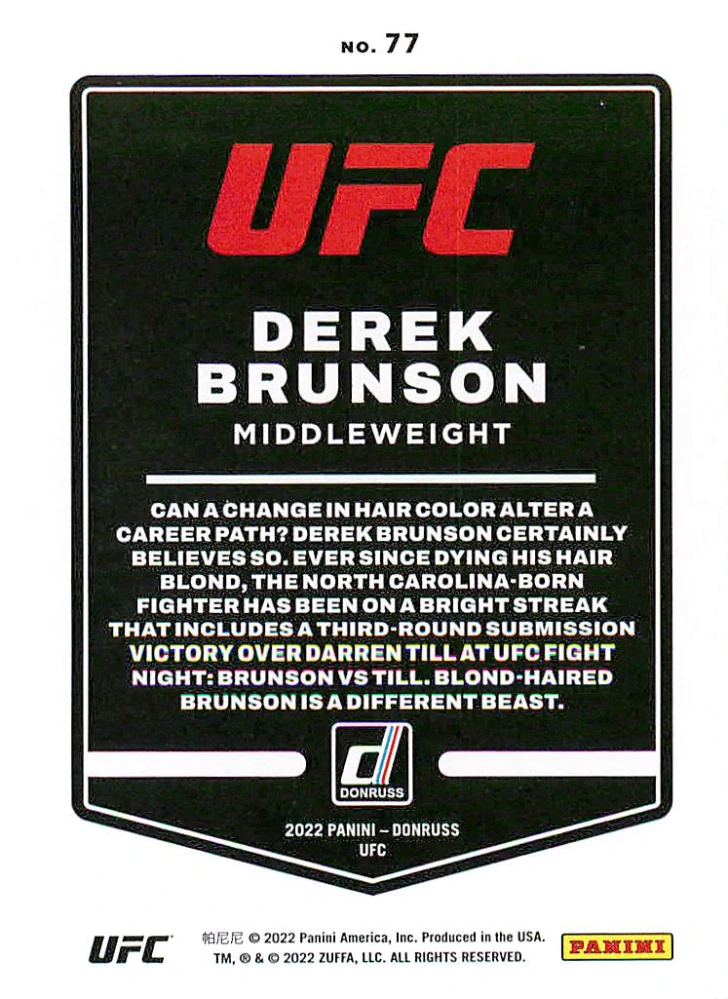 2022 Panini Donruss UFC - Derek Brunson #77