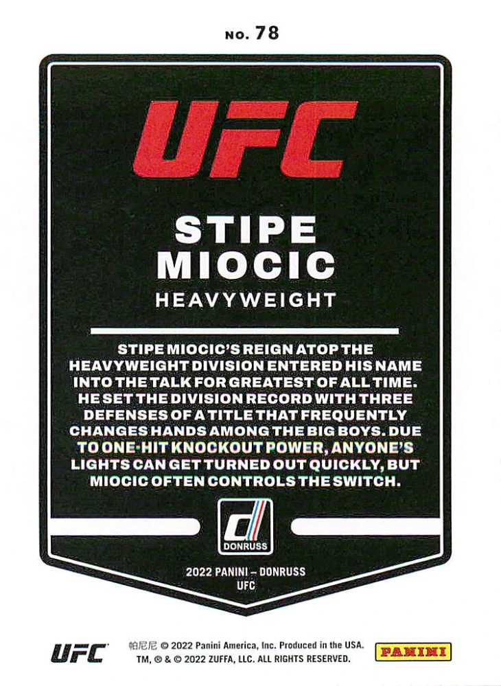 2022 Panini Donruss UFC - Stipe Miocic #78