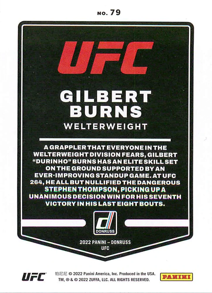 2022 Panini Donruss UFC - Gilbert Burns #79