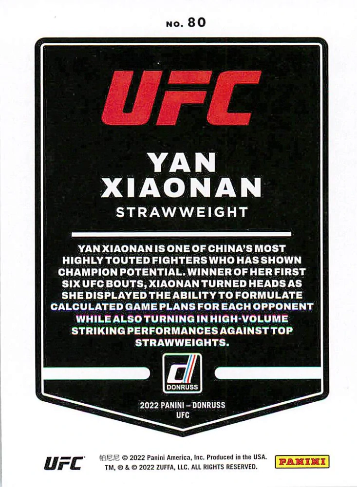 2022 Panini Donruss UFC - Yan Xiaonan #80