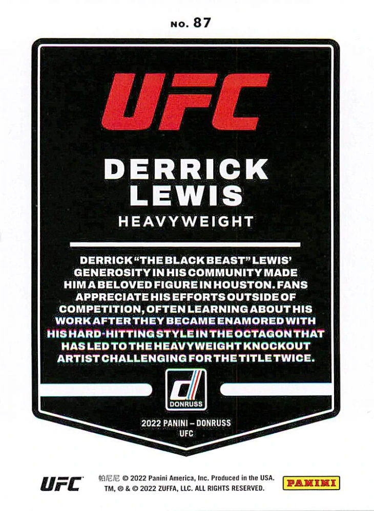 2022 Panini Donruss UFC - Derrick Lewis #87