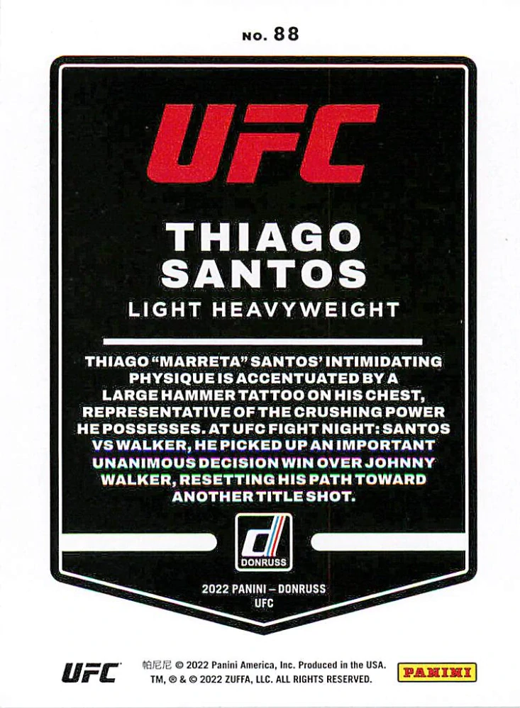 2022 Panini Donruss UFC - Thiago Santos #88