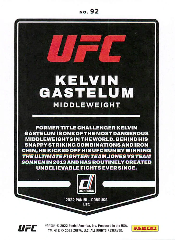 2022 Panini Donruss UFC - Kelvin Gastelum #92