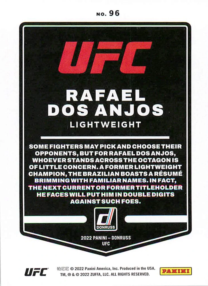 2022 Panini Donruss UFC - Rafael Dos Anjos #96