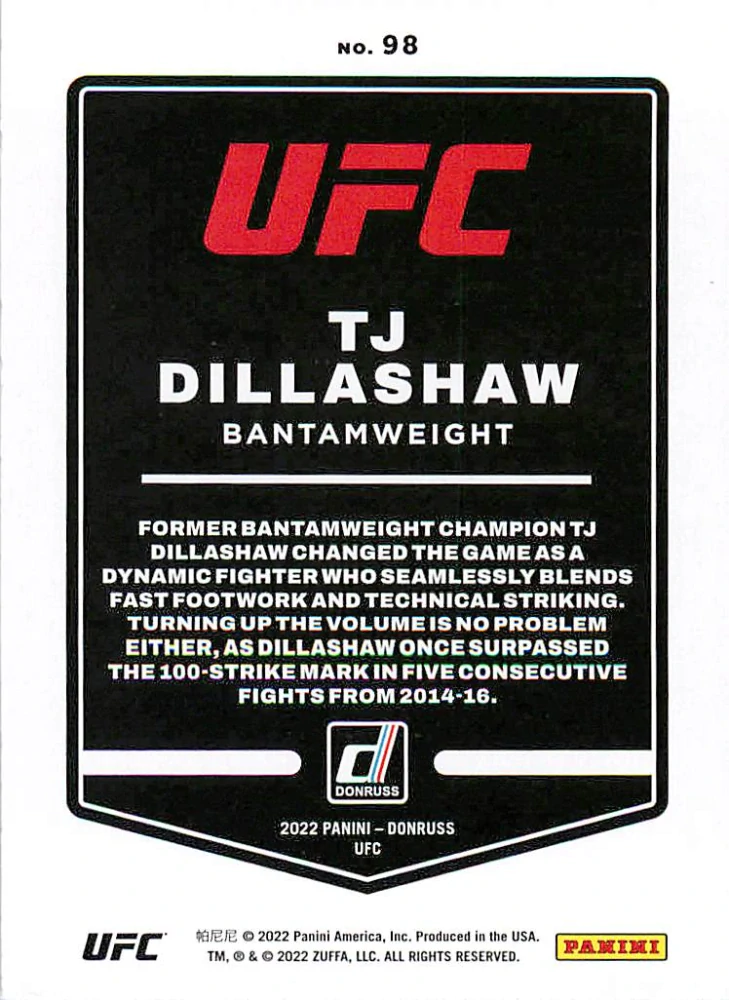 2022 Panini Donruss UFC - TJ Dillashaw #98