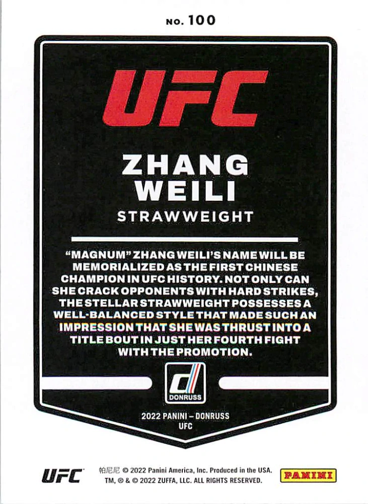 2022 Panini Donruss UFC - Zhang Weili #100