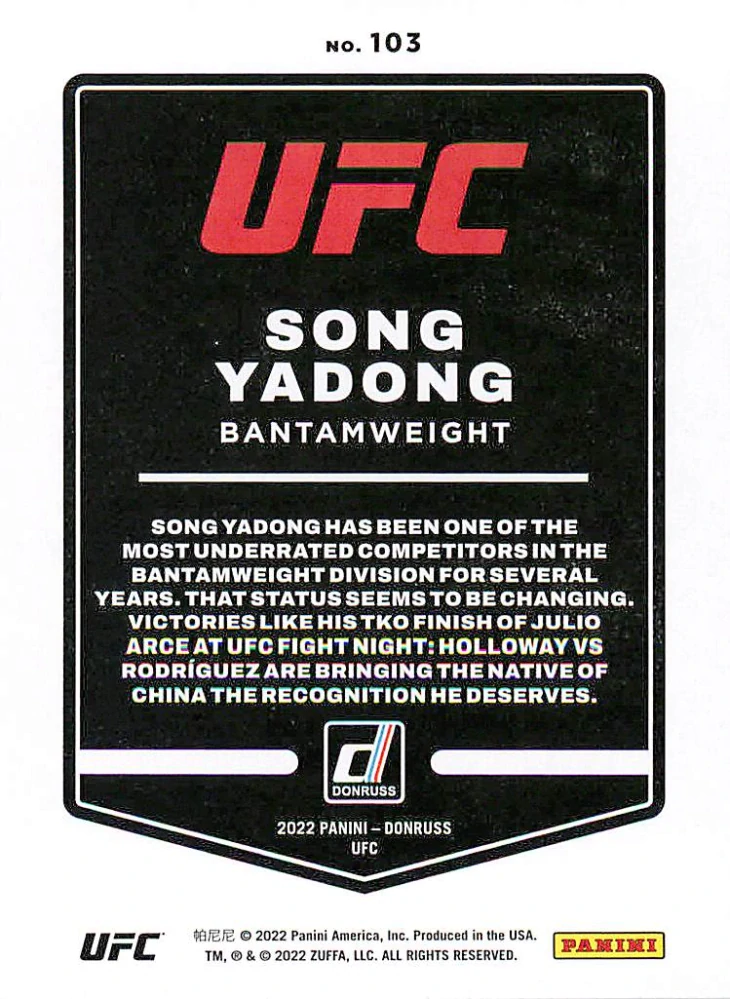 2022 Panini Donruss UFC - Song Yadong #103