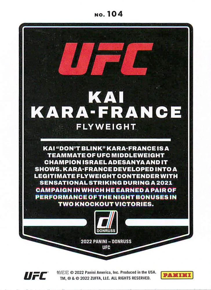 2022 Panini Donruss UFC - Kai Kara-France #104