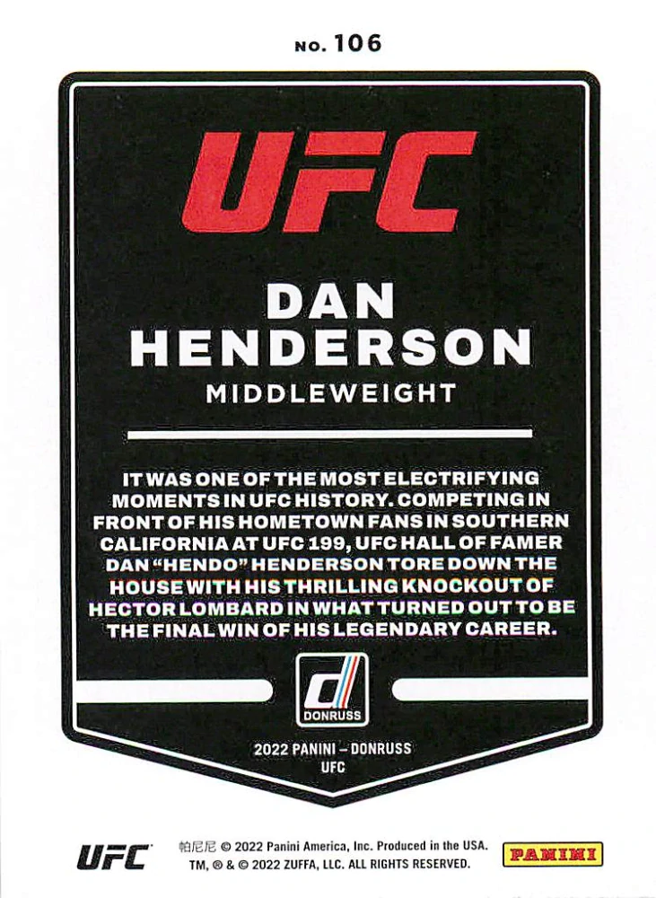 2022 Panini Donruss UFC - Dan Henderson #106