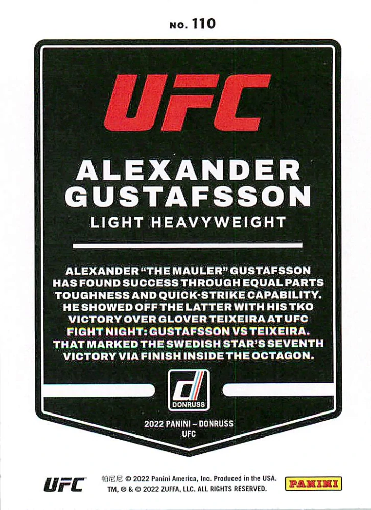 2022 Panini Donruss UFC - Alexander Gustafsson #110