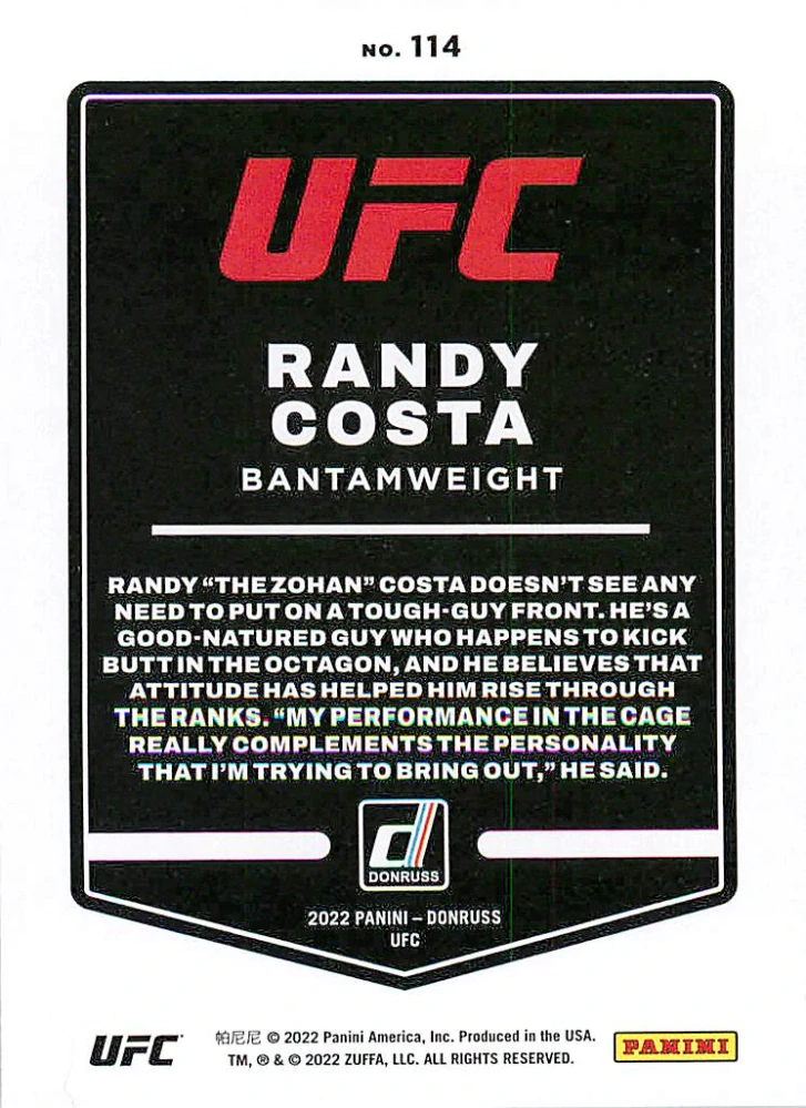 2022 Panini Donruss UFC - Randy Costa #114
