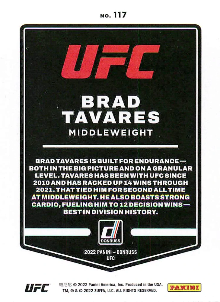 2022 Panini Donruss UFC - Brad Tavares #117