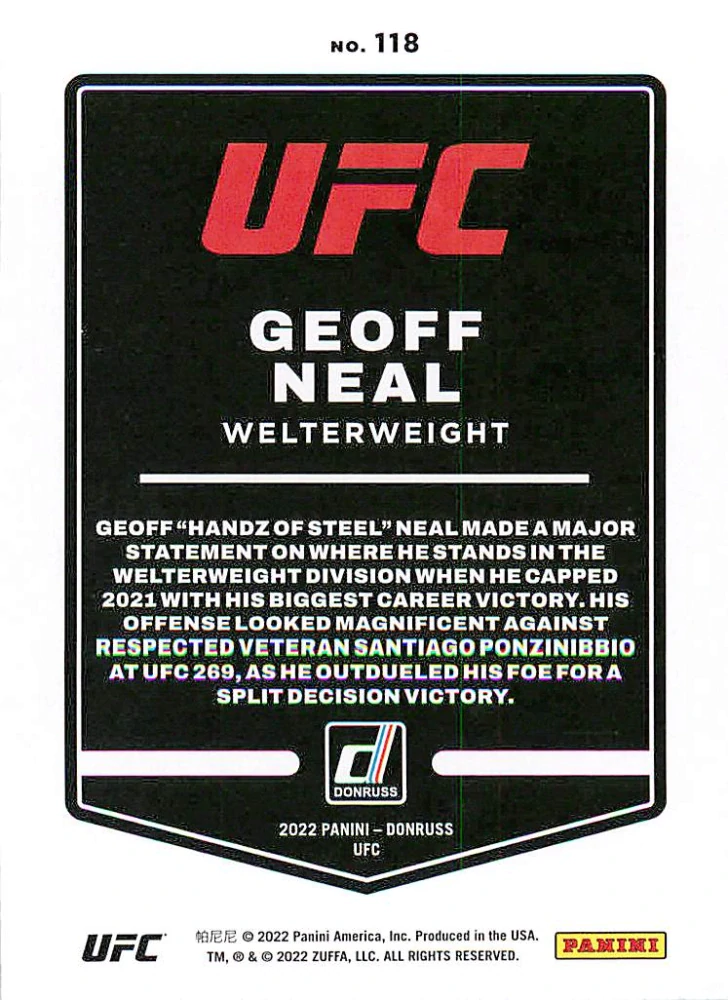 2022 Panini Donruss UFC - Geoff Neal #118