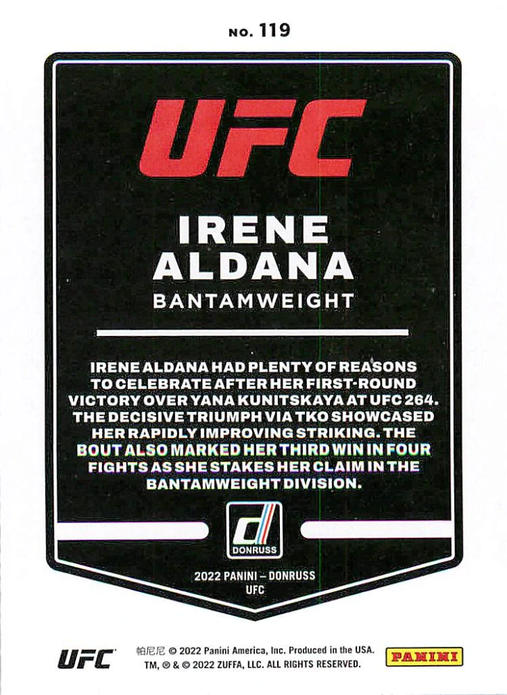 2022 Panini Donruss UFC - Irene Aldana #119