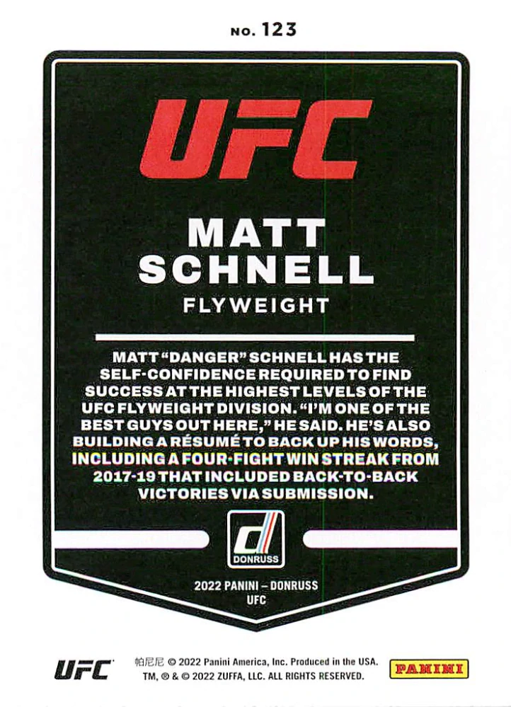 2022 Panini Donruss UFC - Matt Schnell #123