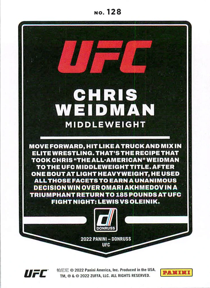 2022 Panini Donruss UFC - Chris Weidman #128