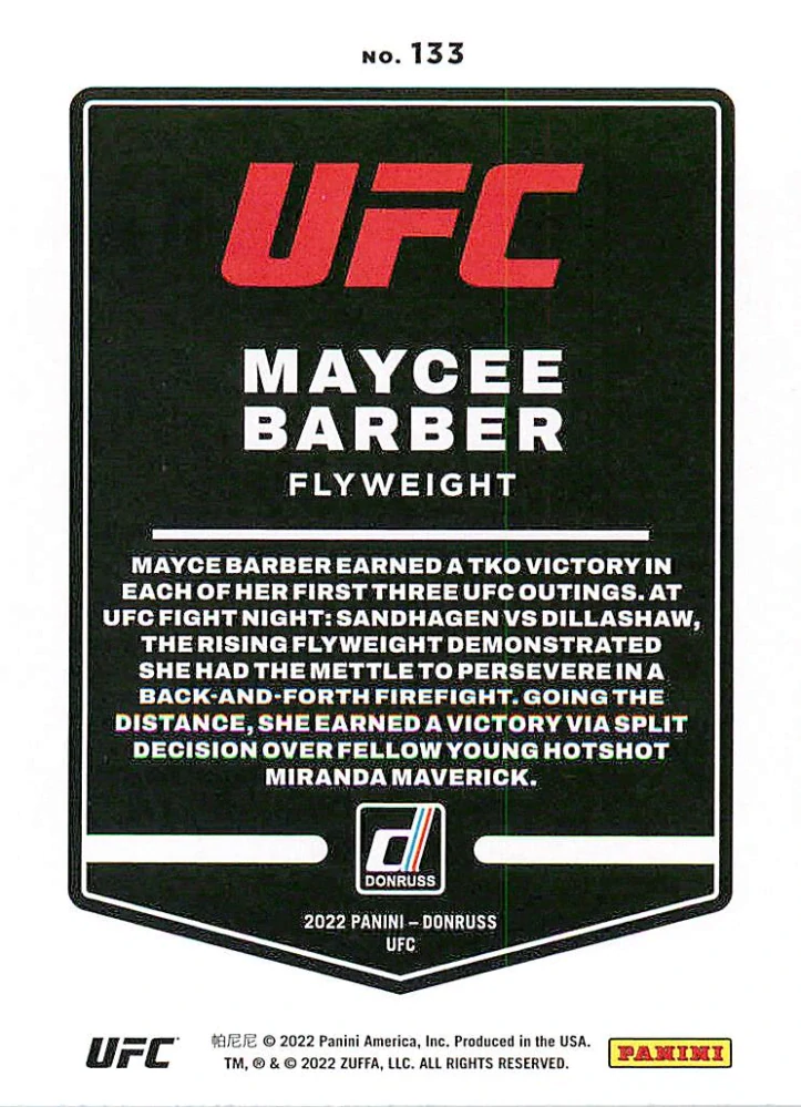 2022 Panini Donruss UFC - Maycee Barber #133