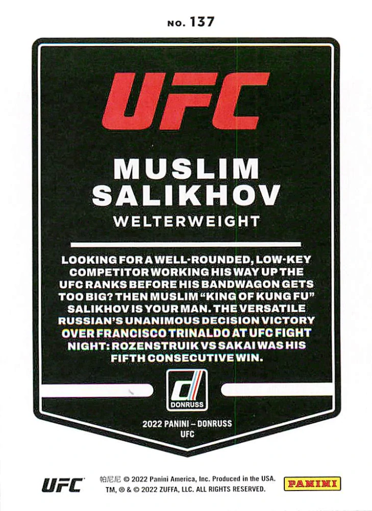 2022 Panini Donruss UFC - Muslim Salikhov #137
