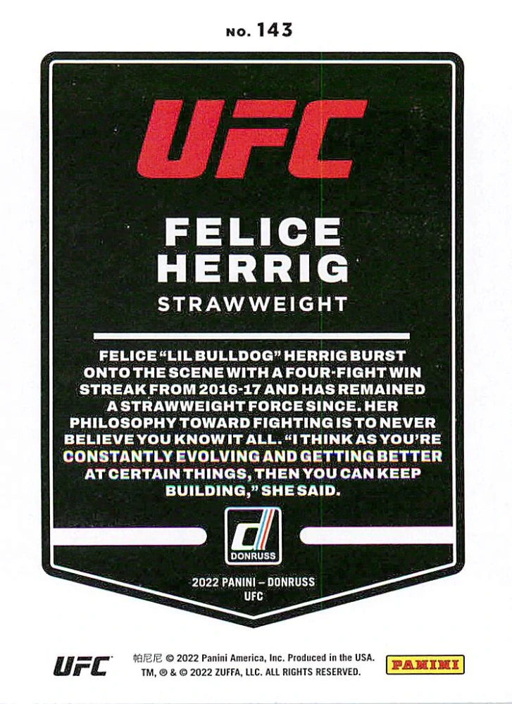 2022 Panini Donruss UFC - Felice Herrig #143
