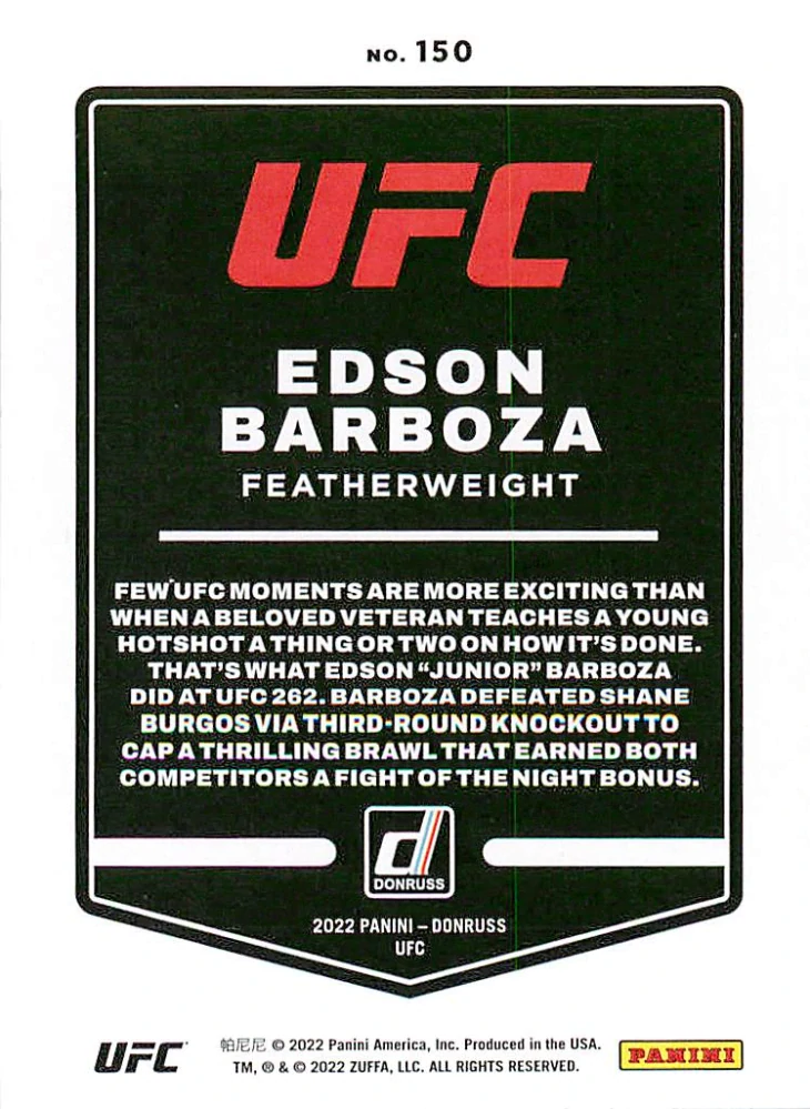 2022 Panini Donruss UFC - Edson Barboza #150