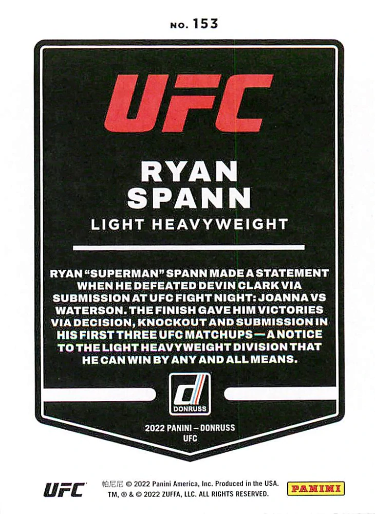 2022 Panini Donruss UFC - Ryan Spann #153
