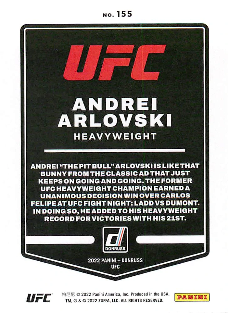 2022 Panini Donruss UFC - Andrei Arlovski #155