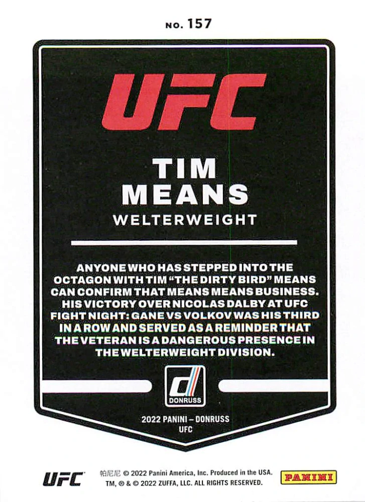 2022 Panini Donruss UFC - Tim Means #157
