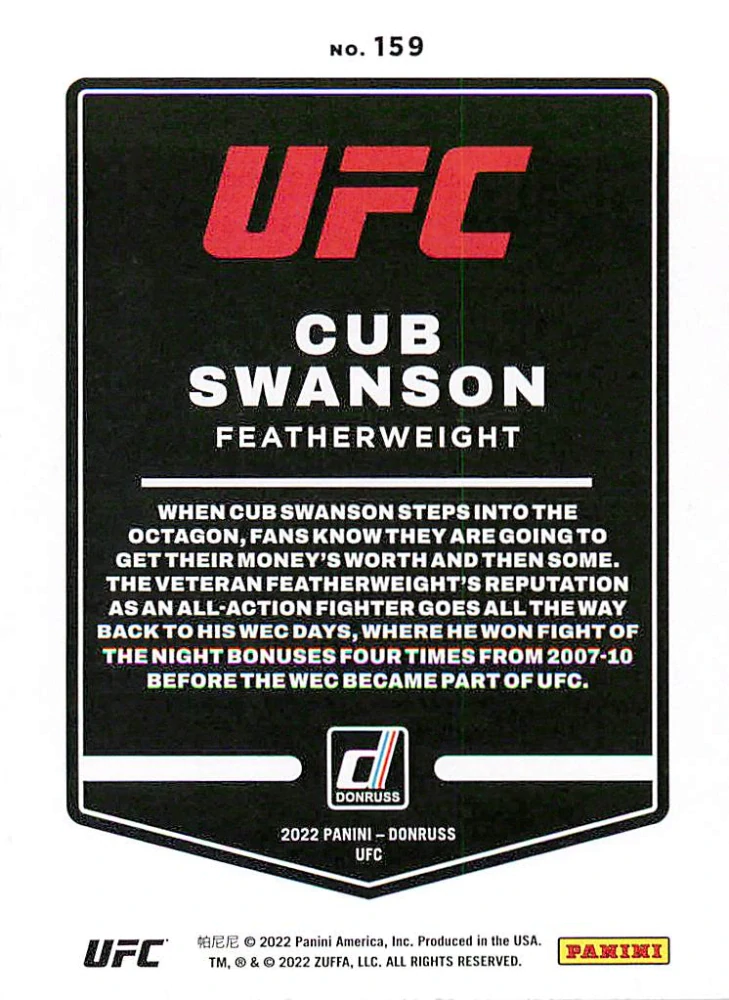 2022 Panini Donruss UFC - Cub Swanson #159