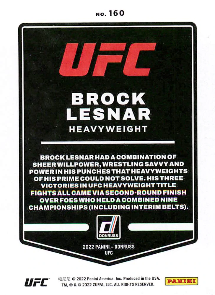 2022 Panini Donruss UFC - Brock Lesnar #160